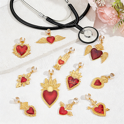 14Pcs Alloy Enamel Stethoscope Pendant Decorations HJEW-ME00156-1