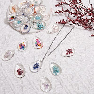 40Pcs 10 Colors Transparent Glass Pendants GGLA-SZ0001-44-1