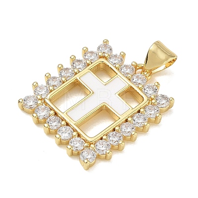 Religion Cross Brass Micro Pave Clear Cubic Zirconia Pendants CU-CBA83A6-03G-G02-1