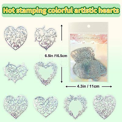 50Pcs Heart Transparent Laser PET Stickers PW-WGDE34D-01-1