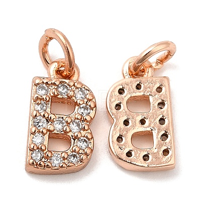 Brass Micro Pave Grade AAA Cubic Zirconia Charms ZIRC-P067-11RG-B-NR-1