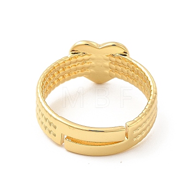Rack Plating Brass Heart Adjustable Ring for Women RJEW-D076-08G-1