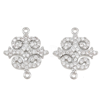 Brass Micro Pave Clear Cubic Zirconia Connector Charms CU-CBA7BFE-03F-P-1
