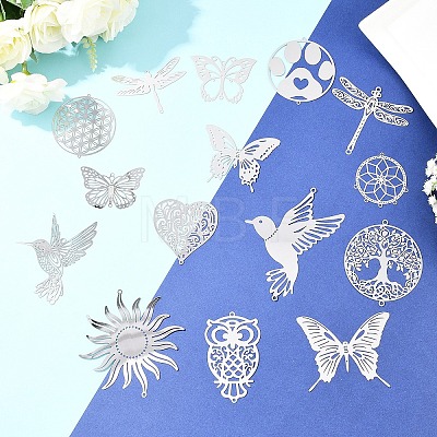 15Pcs 15 Styles 201 Stainless Steel Links Connector Charms STAS-YW0011-13-1