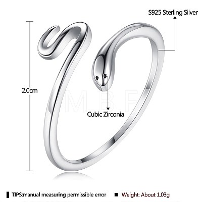 Rhodium Plated 925 Sterling Silver Cuff Rings RJEW-BB56107-1