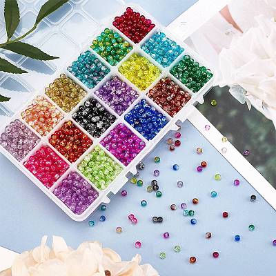 DIY Baking Painted Crackle Glass Beads Stretch Bracelet Making Kits DIY-PH0004-54C-1