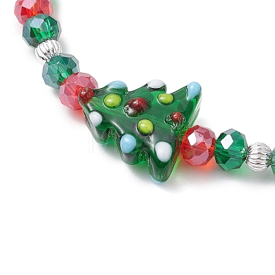 Christmas Tree Glass Beaded Stretch Bracelets BJEW-JB11187-1