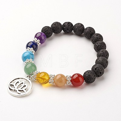 Gemstone Bead Charm Bracelets X-BJEW-JB02600-03-1