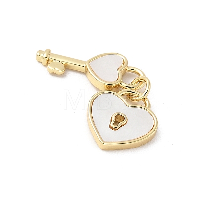 Brass Pave Natural White Shell Pendants KK-S522-15G-1
