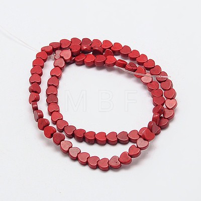Dyed Synthetical Turquoise Heart Bead Strand X-G-P083-88D-1