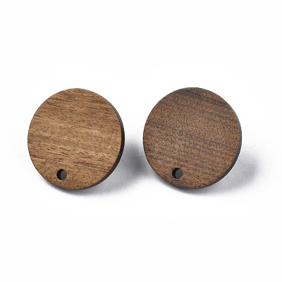 Walnut Wood Stud Earring Findings MAK-N032-043-1