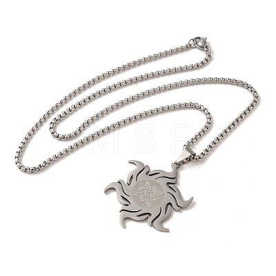 304 Stainless Steel Sun with Knot Pendant Necklaces NJEW-P293-07P-1