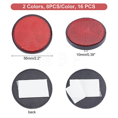 16Pcs 2 Colors Flat Round Reflector AJEW-GA0003-51-1