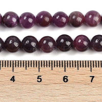 Natural Gemstone Ruby Round Beads Strands G-O017-6.5mm-06-1