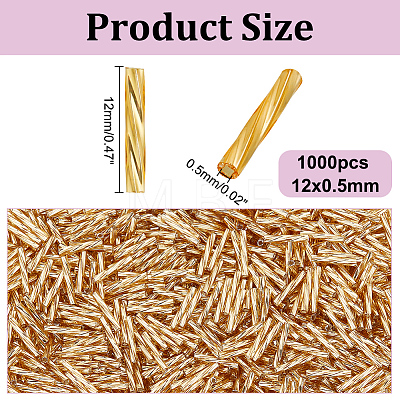1000Pcs Glass Twisted Bugle Beads SEED-HY0001-12B-1