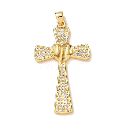 Brass Micro Pave Clear Cubic Zirconia Pendants KK-P352-02B-G-1
