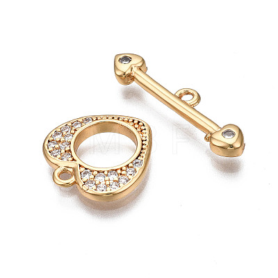 Brass Micro Pave Clear Cubic Zirconia Toggle Clasps X-KK-Q278-005-NF-1