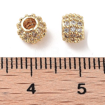 Brass Clear Cubic Zirconia Bead KK-B102-36G-1