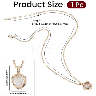 1Pc Alloy Glass Photo Frame Living Memory Floating Locket Pendant Rolo Chain Necklaces for Women NJEW-BM0001-01C-1