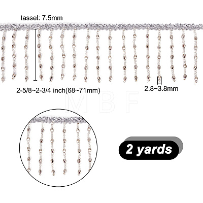 DELORIGIN 2 Yards Polyester with Plastic Beads Tassel Ribbons OCOR-DR0001-01-1