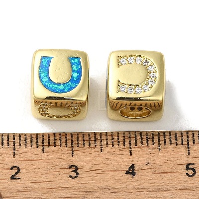 Rack Plating Brass Micro Pave Cubic Zirconia Beads KK-P268-01G-04-1