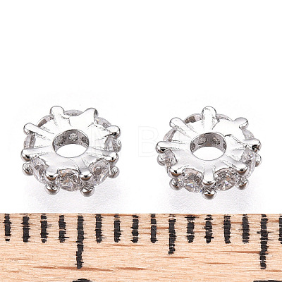 Rhodium Plated 925 Sterling Silver Micro Pave Clear Cubic Zirconia Spacer Beads STER-T007-15P-1