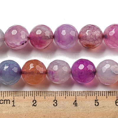 Faceted Natural Dragon Veins Agate Beads Strands G-F447-12mm-L03-1