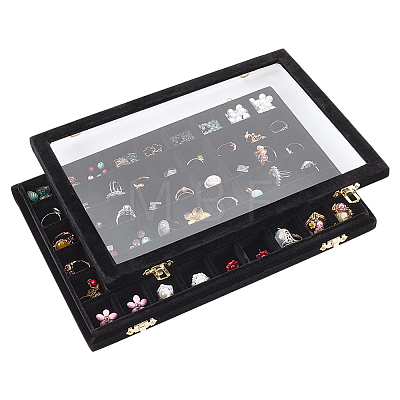 MDF Covered with Velvet Jewelry Grid Display Cases for Earrings Rings AJEW-WH0643-094A-1