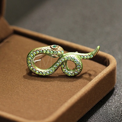 Snake Alloy Rhinestone Brooches for Backpack Clothes JEWB-V003-01P-1