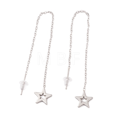 Long Chain with Star Dangle Stud Earrings EJEW-A067-12P-1