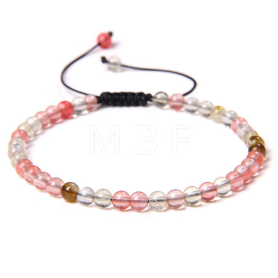 4mm Watermelon Stone Glass Beaded Braided Bracelets SY1950-1-1