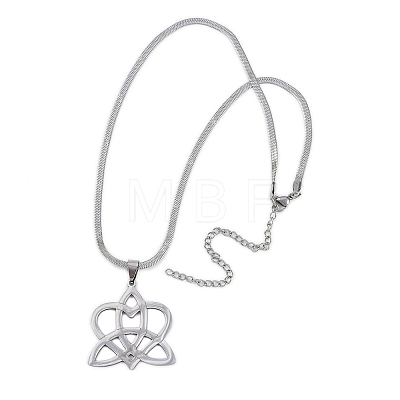 304 Stainless Steel Trinity Heart Pendant Box Chain Necklaces NJEW-M010-01p-1