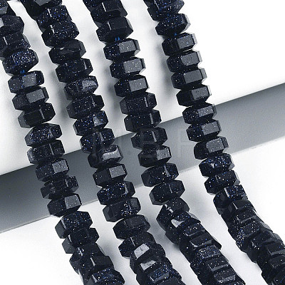 Synthetic Blue Goldstone Beads Strands G-N357-14A-01-1