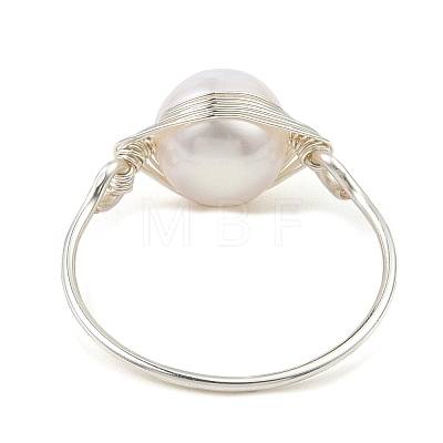 Natural Pearl Braided Bead Finger Ring RJEW-JR00586-02-1