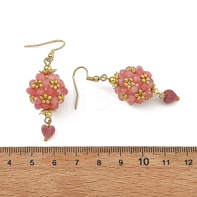 Glass & Dyed Natural Malaysia Jade & Natural Red Jasper/Amethyst/Tiger Eye/Lapis Lazuli/Rhodonite Dangle Earrings EJEW-MZ00814-1