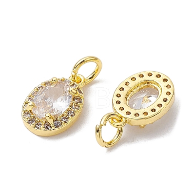 Brass Micro Pave Clear Cubic Zirconia Charms KK-K360-17G-1