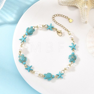 Ocean Starfish Turtle Anklets AJEW-AN00847-01-1