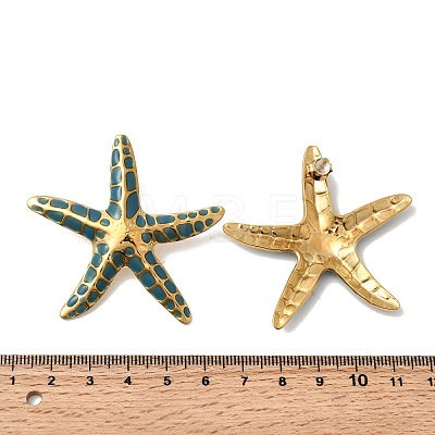 Starfish 304 Stainless Steel Enamel Stud Earrings EJEW-C169-04G-1