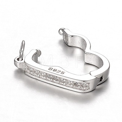 Rhodium Plated 925 Sterling Silver Rhinestone Twister Clasps STER-N014-18-1