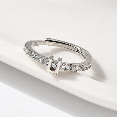 S925 Sterling Silver Adjustable Letter Rings for Women RJEW-M068-01P-U-1