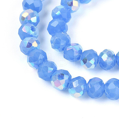 AB Color Plated Opaque Glass Rondelle Beads Strands EGLA-T029-4mm-09J-1