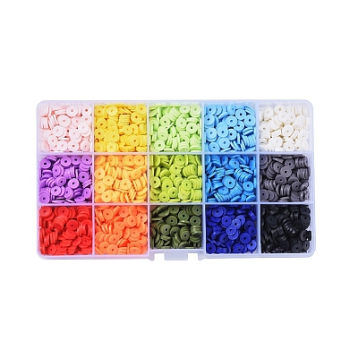 15 Colors Handmade Polymer Clay Beads CLAY-X0011-02B-1