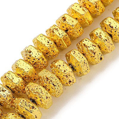 Electroplated Natural Lava Rock Beads Strands G-I360-G01-01-1