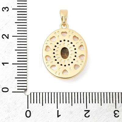 Natural Tiger Eye with Natural White Shell Pendants KK-G553-14G-1