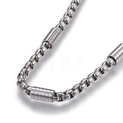 304 Stainless Steel Box Chain Necklaces NJEW-F242-09P-1