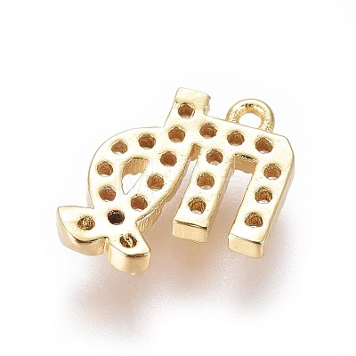 Golden Plated Brass Micro Pave Cubic Zirconia Charms ZIRC-L075-51A-1