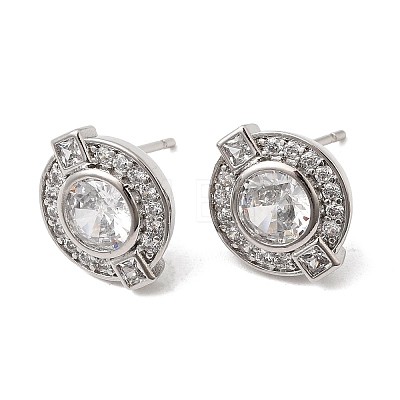 Brass Micro Pave Cubic Zirconia Stud Earrings EJEW-G471-05P-1