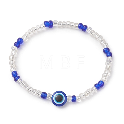 3Pcs Glass Seed Beads & Lampwork & Resin Beads Stretch Bracelets for Women BJEW-MZ00282-1