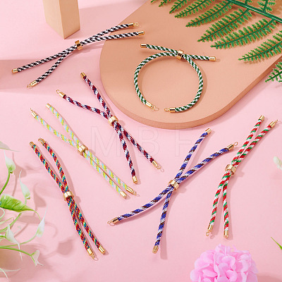 7Pcs Polyester Braided Round Cord Slider Bracelet Making MAK-TA0001-39B-1