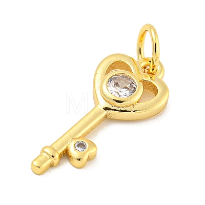 Rack Plating Brass Micro Pave Clear Cubic Zirconia Pendants KK-B093-11G-1